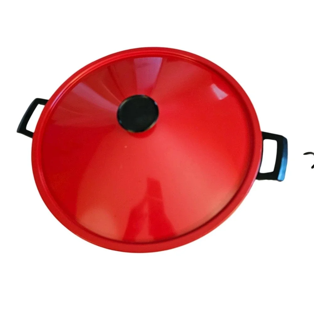 MCM 70s West‎ Bend Electric Wok Red Vintage 5109 1000W Non-Stick 14 Inch Lid USA